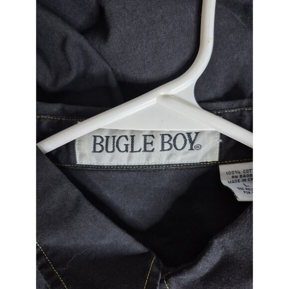 VTG Bugle Boy Long Sleeve Metal Button Up Black Western Shirt Men's Sz L NEW - Picture 10 of 13